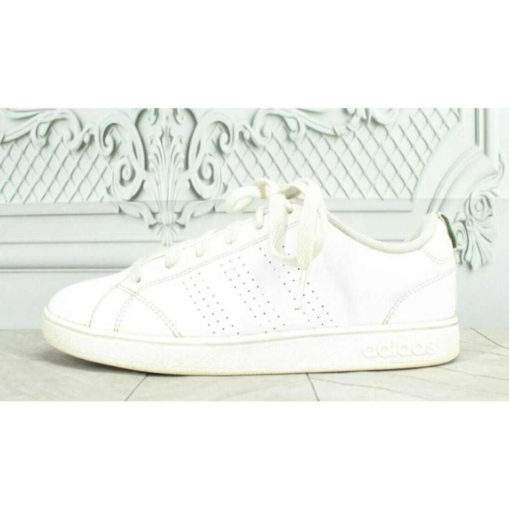 Adidas White Leather Lace Up Low Top Athletic Sneaker Shoes Size 4.5 - Picture 1 of 9